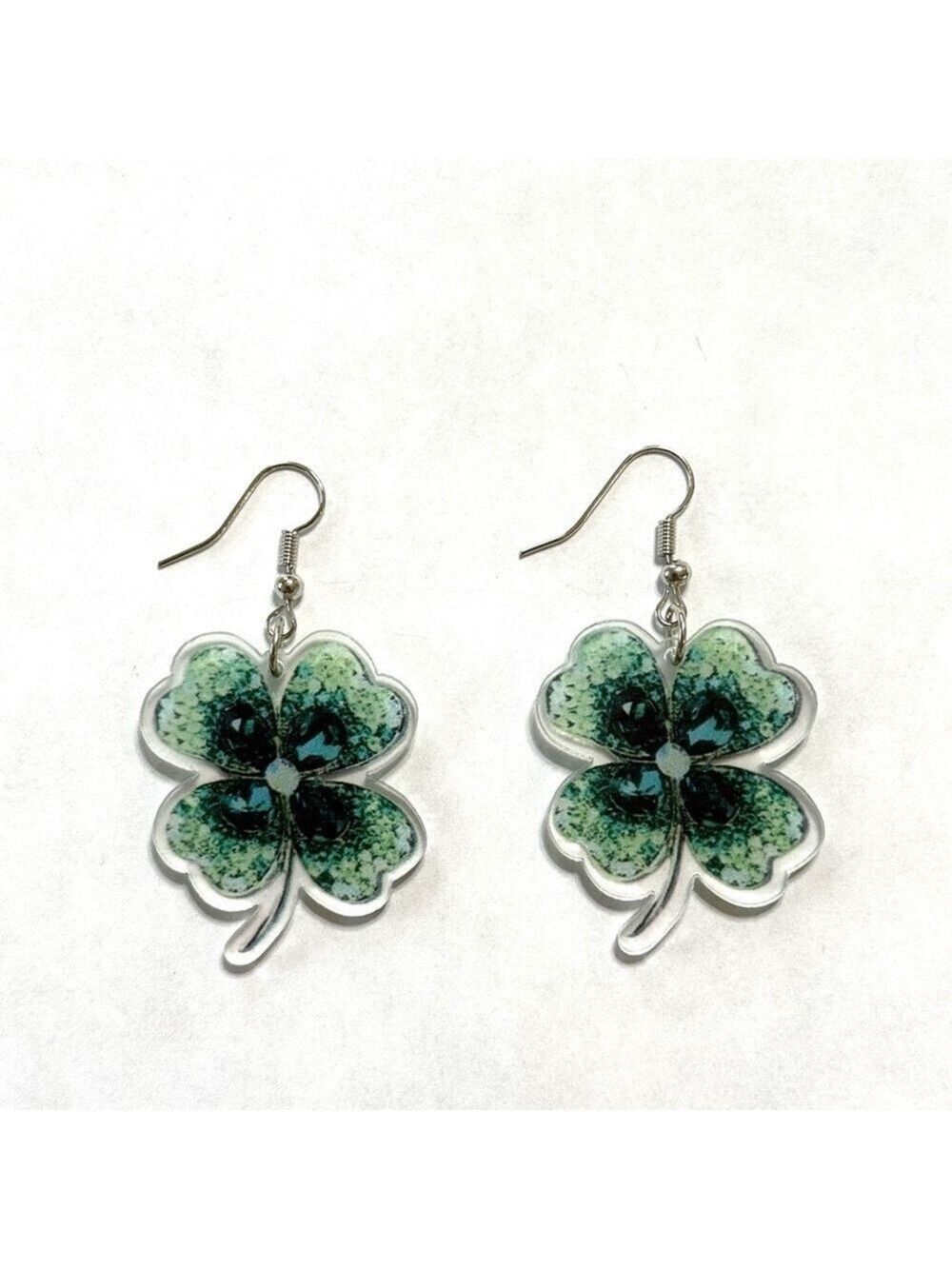 Shamrock 4 Leaf Clover Green Lucky Earrings St. Patrick’s Day New